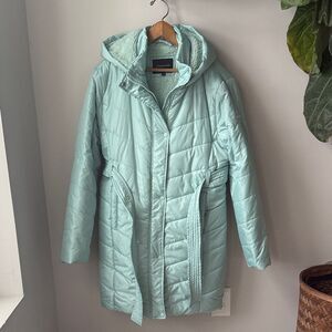 Aeropostale Mint Green Full Length Belted Sherpa Lined Puffer w/ Hood
